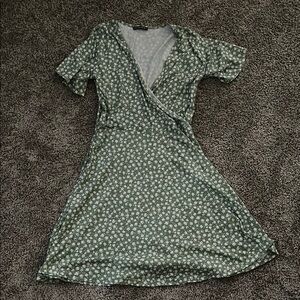 Floral Green Wrap Dress